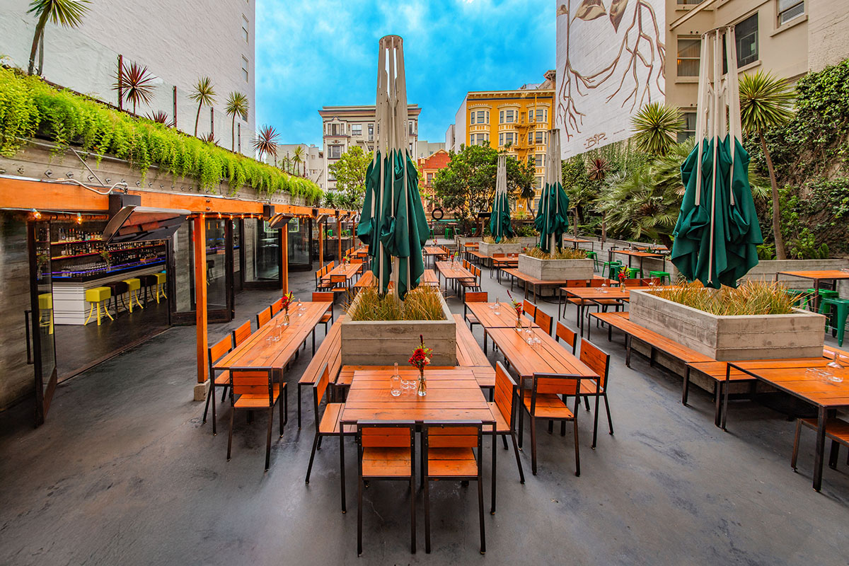 Union Square event space outdoor seating on rooftop patio in San Francisco