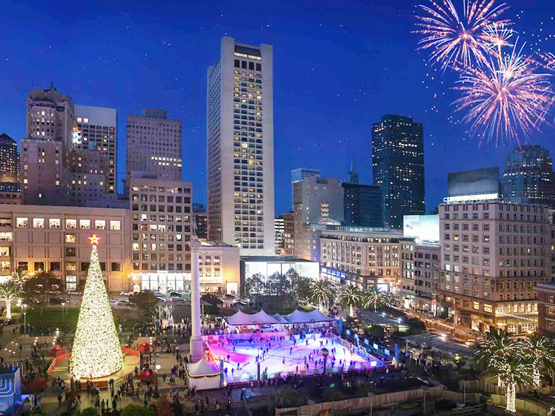 Event space showing aerial view of Union Square in San Francisco